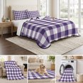 thumbnail image 6 of King Quilt Set 96''x106'', Purple Checkered Lightweight Summer Bedspread Coverlet Set with 2 Pillow Shams, Farmhouse Buffalo Plaid Breathable All Season Quilt Bedding for Bedroom/Guest Room, 6 of 9