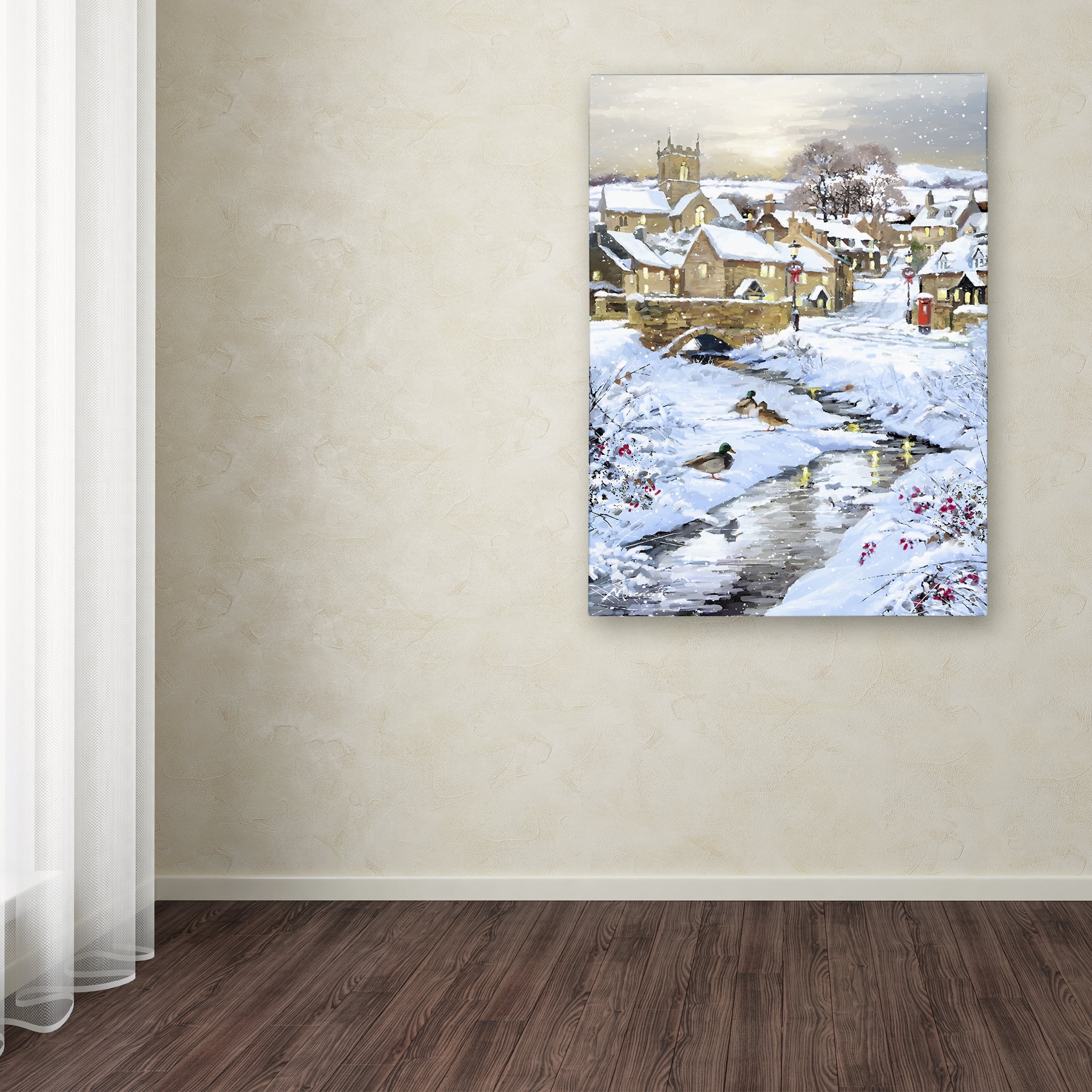 The Macneil Studio 'Winter Village Stream' Canvas Art