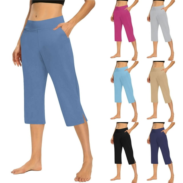 Oksale Pantalon Capri Décontracté pour Femmes, Taille Haute Élastique, Joggers Grande Taille avec Poches, Capris Doux et Confortables, Pantalon d'Entraînement et de Mise en Forme 2026 Rose Vif P