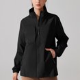 thumbnail image 2 of XUNKUSGA Jackets for Women Fashionable Stand Collar Zipper Casual Outerwear Lightweight Breathable Windproof Windbreaker Jacket Women Running Golf Hiking, 2 of 5
