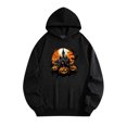 thumbnail image 2 of Unisex Retro Festival Hoodie - Fleece Gothic Print Pullover | Spooky Black Cat Fall Sweatshirt Vintage Y2K Warm, 2 of 6