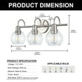 thumbnail image 5 of YANSUN 20 in 3-Light Brushed Nickel Industrial 3-Light Bathroom Vanity Light with Clear Glass Globe Shades Bathroom, for Bathrooms, Powder Rooms, or Vanity Nooks, 5 of 7
