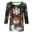 thumbnail image 4 of LiMoi Women's 3/4 Sleeve Round Neck T-Shirt with Christmas Snowman Scene Print Tees Tshirts Tops Blouse for Ladies My Items, 4 of 5