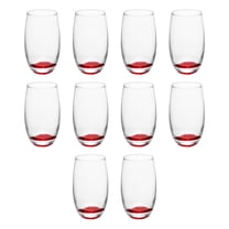 10 Mikonos Clear Stemless Wine Glasses Set, 15 oz. - Barware, Glassware - Red