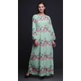 thumbnail image 4 of Bimba Moss Georgette Ranunculus & Chrysanthemum Floral Printed Womenâ€™s Long Sleeve MaxiÂ&nbsp;DressÂ&nbsp;Elastic Waist Gown-XXX-Large, 4 of 5