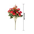 thumbnail image 4 of 5-branch Artificial Rose Flower Bouquet Simulation Rose Home Office artificial silk rose Fake Floral Decor, Red, 4 of 5