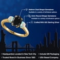 thumbnail image 2 of Gem Stone King 2.16 Ct Black Sapphire White Simulated Opal 18K Yellow Gold Plated Silver Ring (Size 7), 2 of 6