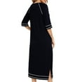 thumbnail image 3 of WREESH Womens Long Nightgowns Cotton Pajamas Crewneck Sleepwear Zip-Up Pajamas Loungewear Black, 3 of 6