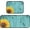 Teal Wood Sunflower#03, variant on Mexican Talavera Tile Kitchen Rugs and Mats Set 2 Piece Non Slip Washable Runner Rug Set of 2 for Floor Home Kitchen Laundry Decorative