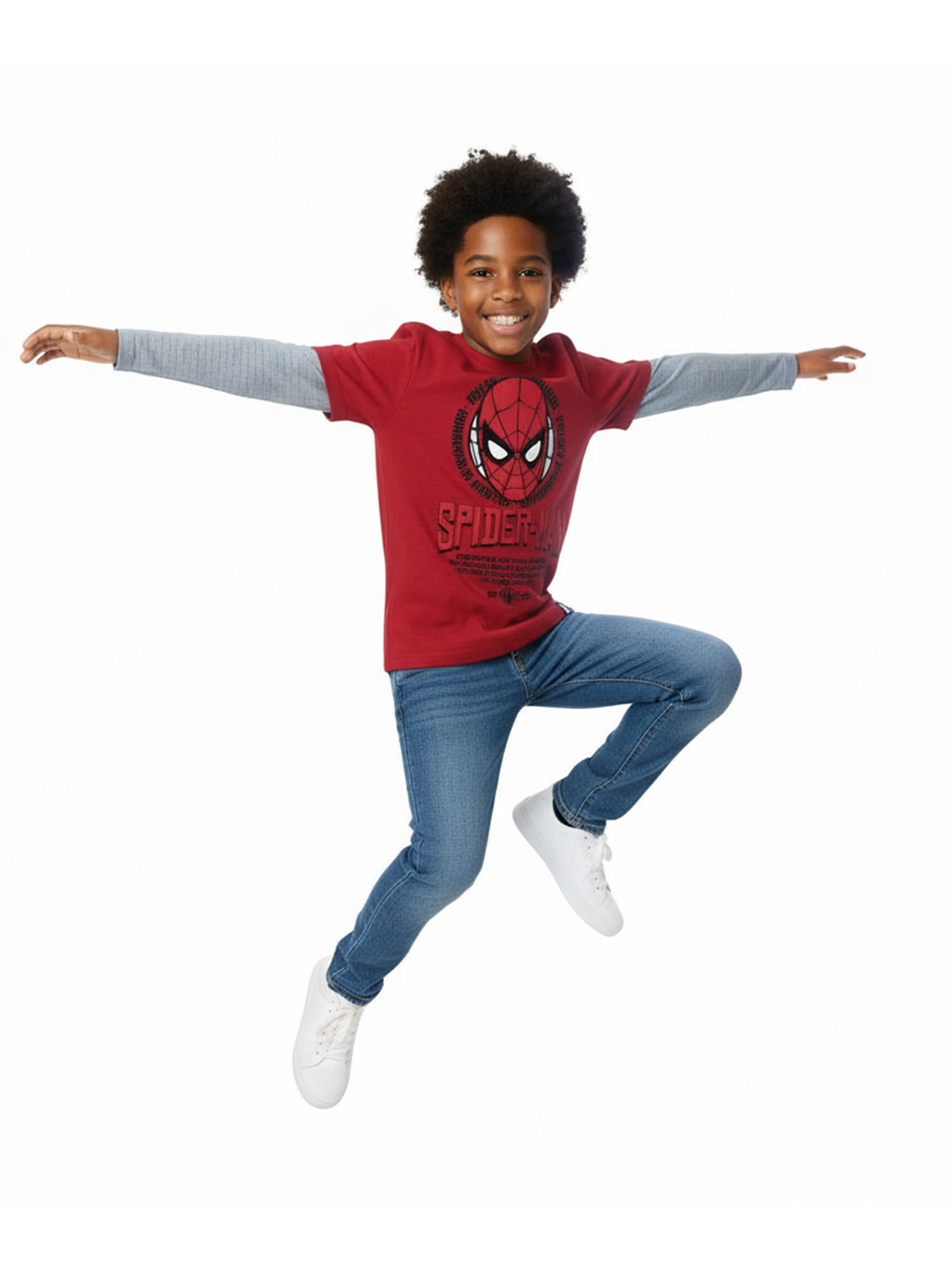 Spider-Man, Boys' Graphic Waffle Knit Long Sleeve 2Fer, Sizes 4-18