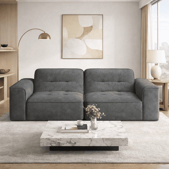 83.6" Modular Sectional 3-Seater Sofa with Tufted Design,Modern Sparkling Chenille Sofa,Deep Seat Couch for Living Room,Apartment, Office,Studio