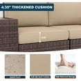 thumbnail image 4 of ELPOSUN Outdoor Sectional Furniture Set 6-Piece Brown Rattan Wicker Conversation Sofa Set with Glass Top Table,Beige Cushions, 4 of 10