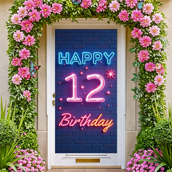 Neon Design Sign Colorful Glow Birthday Banner for Kids Party Celebration Decoration