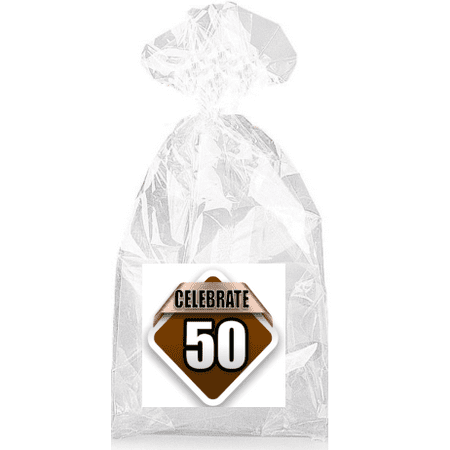 Celebrate 50th Birthday on Brown  Party Favor Bags with Ties - (Best Way To Celebrate 50th Birthday)
