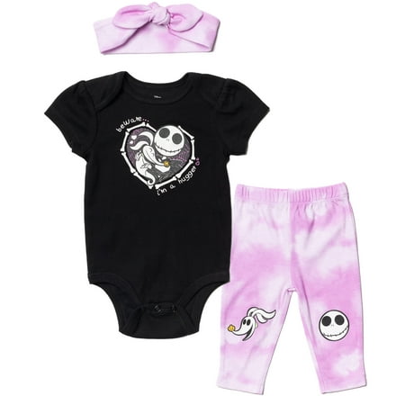

Disney Nightmare Before Christmas Zero Jack Skellington Infant Baby Boys Bodysuit Pants and Headband Set 12 Months