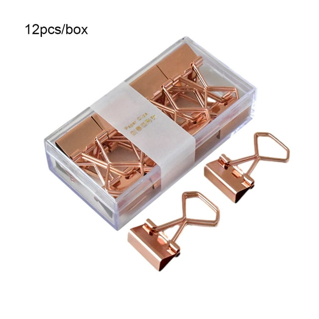 Baohd 1/2/3/5 12x Documents In Order - Metal Binder Clips For Elliot Folder Widely Shape Metal Binder Clips brilliant Rose Gold 1 Pc