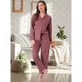 thumbnail image 2 of DARING DIVA Cotton Pajamas Button Down Pants Loungewear Set XS Dusty Rose, 2 of 7