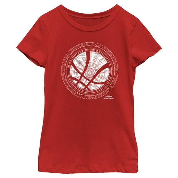 Girl's Marvel Doctor Strange in the Multiverse of Madness White Sanctum Sanctorum Logo Graphic Tee Red Large