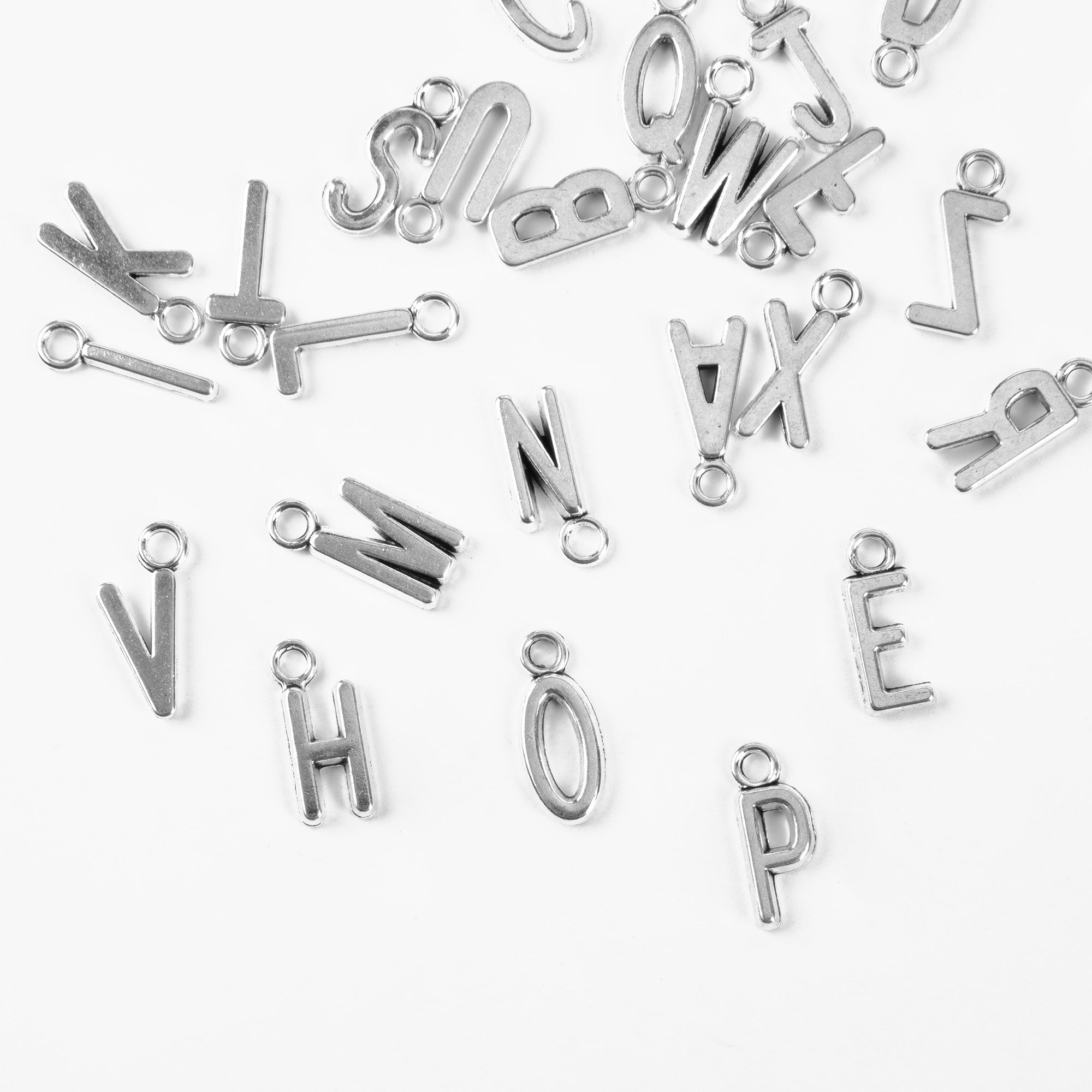 Cousin DIY Silver Block Letter Metal Alphabet Charms, 26 Piece, Adult, Unisex, Model 69992728