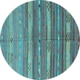 thumbnail image 1 of Ahgly Company Indoor Round Southwestern Light Blue Country Area Rugs, 4' Round, 1 of 4