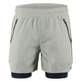 thumbnail image 2 of Men 2 in 1 Running Shorts Quick Drying Breathable Active Training Exercise Jogging Marathon Cycling Shorts, 2 of 7