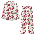 thumbnail image 5 of Garronmavis Cherry 2 Piece Pajama Set for Women Button Down Long Sleeve Top and Pants Cozy Winter Sleepwear Warm Soft Loungewear Womens PJ Set with Pockets, 5 of 7
