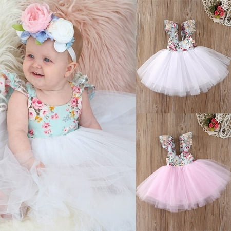 Christmas Fancy Kids Baby Girls Floral Dress Party Gown Formal Dresses Sundress
