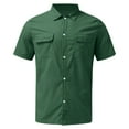 thumbnail image 3 of Beugl Mens Shirts Clearance, Men Fashion Casual Solid Color Shirt with Pocket Single Breasted Shirt Cotton Short Sleeve Shirt Golf Shirts for Men, Polo Shirts for Men Green L, 3 of 3