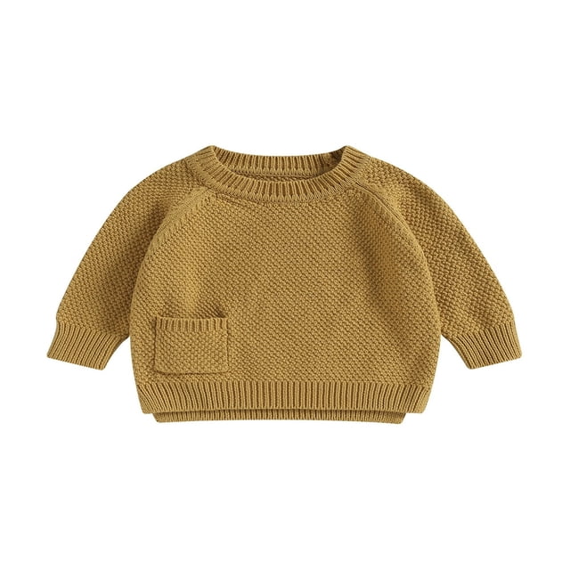 Pull Tricoté pour Enfants Décontracté Chaud à Manches Longues avec Poche