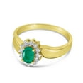 thumbnail image 3 of 10k Yellow Gold Oval Emerald And Diamond Ring, 3 of 6