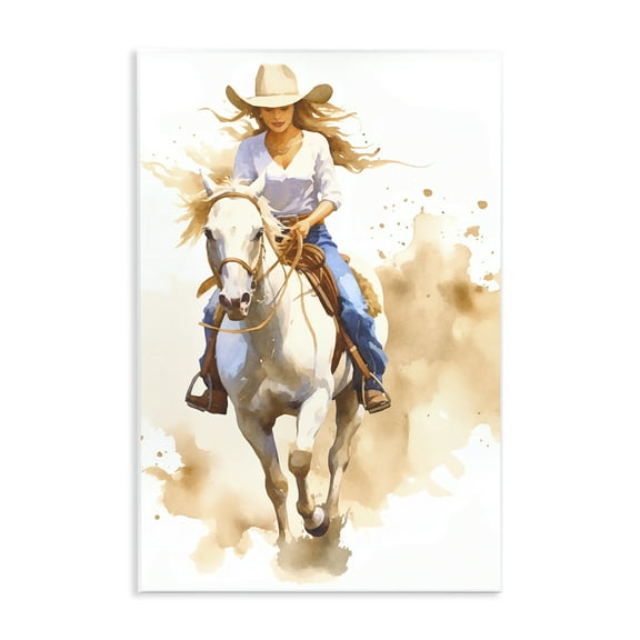 Stupell Industries Cowgirl Jockey Charm People Painting Unframed Art Print Wall Art, 10 x 15