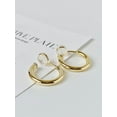 thumbnail image 2 of 24K Gold Clip On Hoop Earrings Gold Plated Non Pierced Hoop Chunky Clip On Hoop Earrings For Women[Z1374], 2 of 2