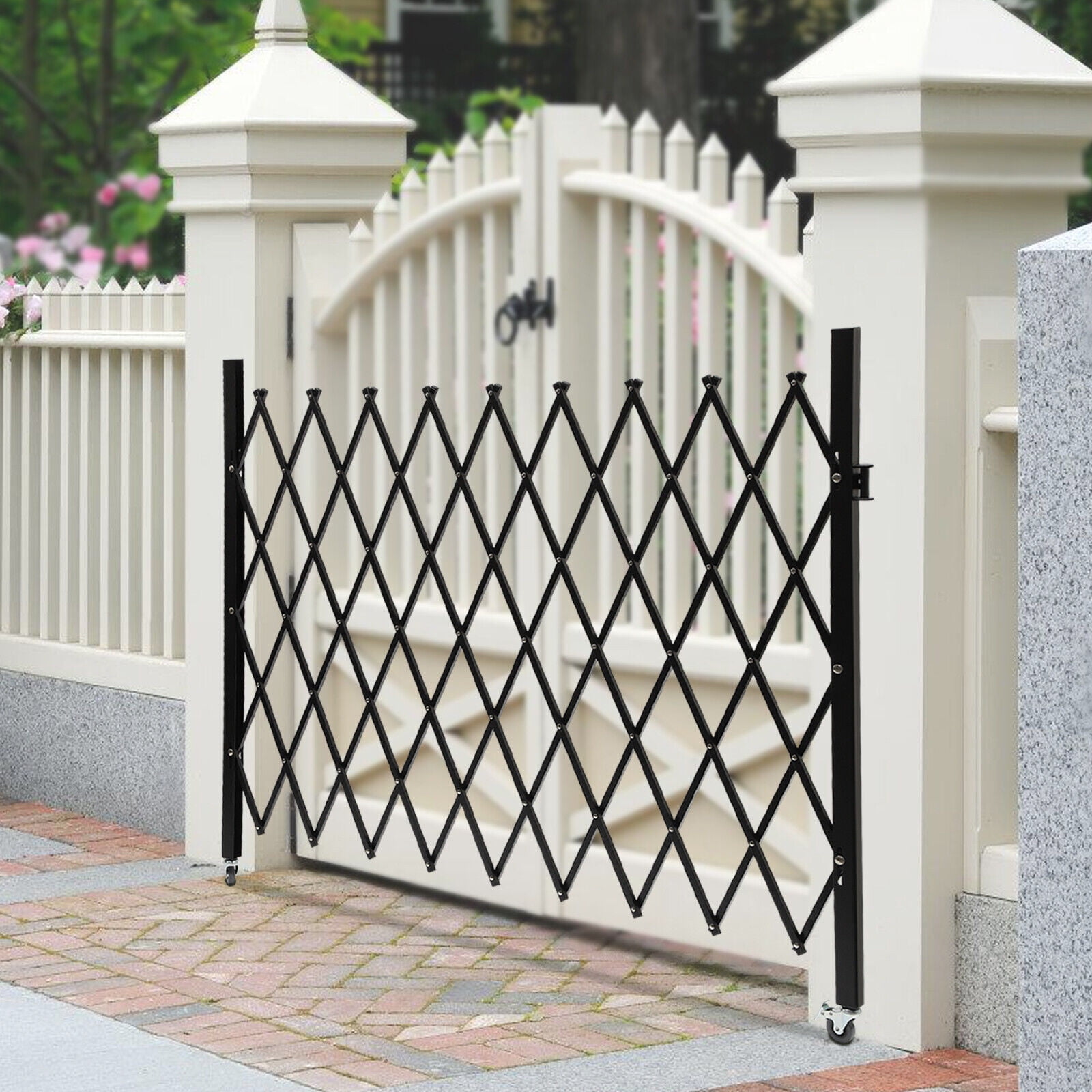 TFCFL Single Folding Security Gate Wall Mount ‎Expandable Folding Door Gate Iron Black 4.27' H x 36.6"/ 5.45'/ 5.91' W