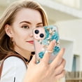 thumbnail image 4 of Allytech Floral Series Soft TPU Back Cover Ring Holder Kickstand Bumper Translucent Shockproof Slim Shell Cell Phone Case Cover for Apple iPhone 13 mini, Green Flower, 4 of 4