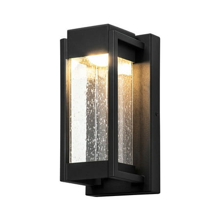 

Rrtyo Matte Black Outdoor Hardwired LED Wall Sconce with Bubble Glass Shade