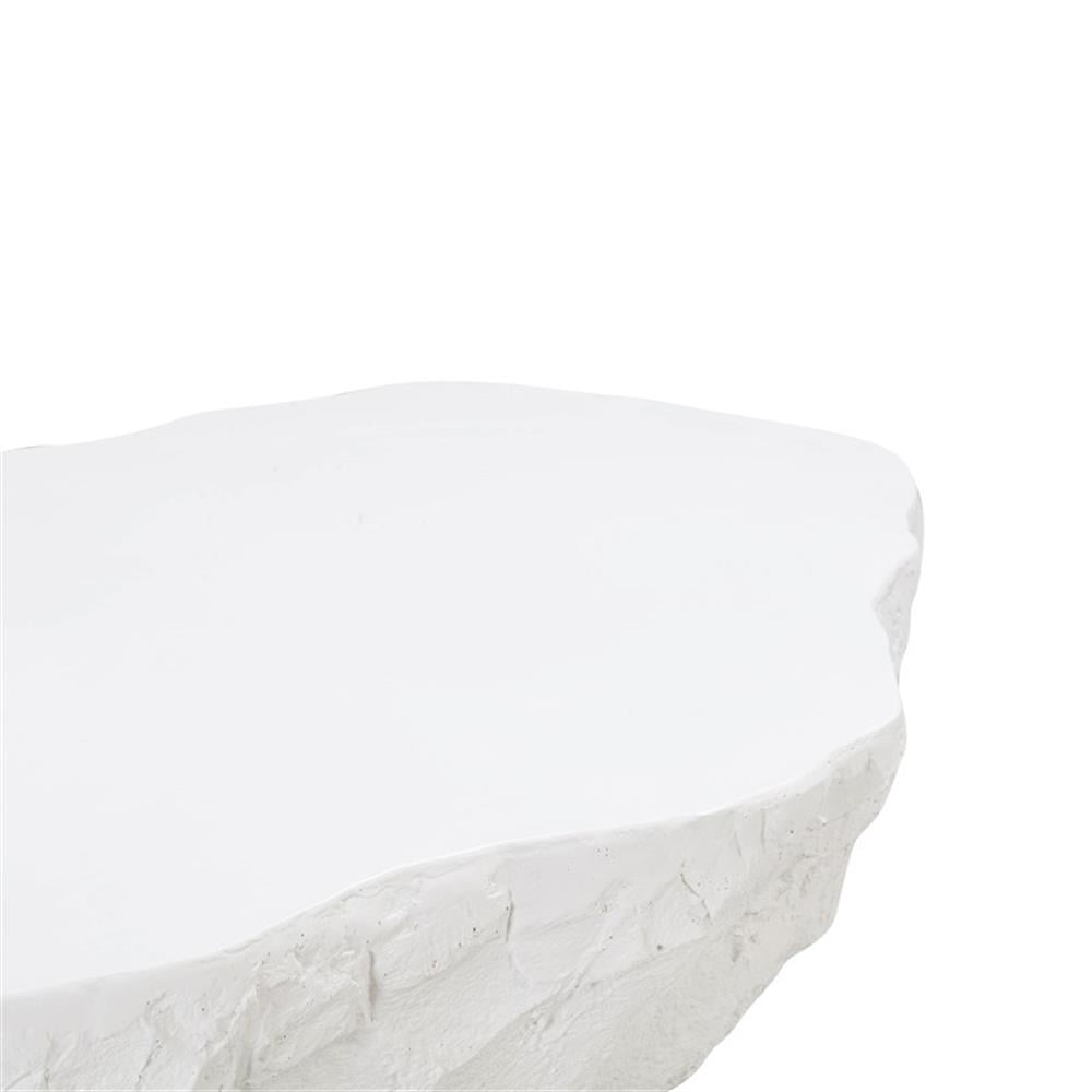 Maklaine Transitional White Finish Durable Concrete Coffee Table