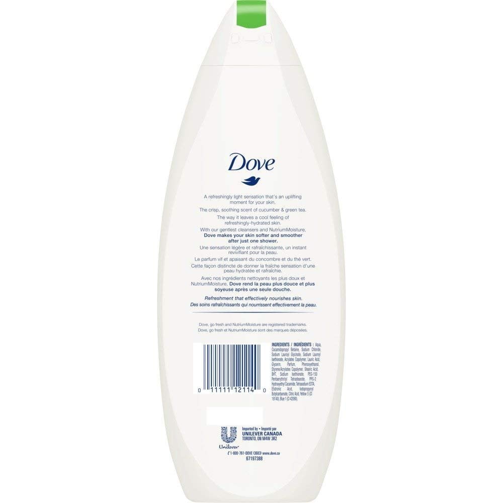 Dove Body Wash 12oz Go Fresh Cucumber & Green Tea 3 Pack