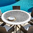 thumbnail image 6 of Grey Christmas Snowflake Round Tablecloth, Fitted Table Cover with Elastic for 36"-44" Round Tables, Xmas Winter Modern Textured Table Cloth Outdoor Indoor Dinning Party Waterproof Tablecloths, 6 of 7