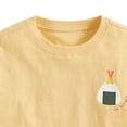 thumbnail image 4 of Babcutegg Yellow Onigiri Print Short Sleeve Crew Neck Cotton T-Shirt For Children — Lightweight Casual Top With Breathable Fabric And Modern Graphic Design Yellow Size 5, 4 of 5