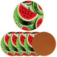thumbnail image 2 of Watermelon Round Coasters 6PCS Set in Microfiber Leather, 11x11 cm/4.3x4.3 in, & Stylish Drink Mats for Table, 2 of 6