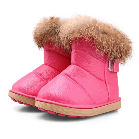 

Girls Warm Leather Hook & Loop Fastener Snow Boots Outdoor Shoes Autumn Winter