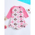 thumbnail image 3 of Suealasg Kids Girls Summer One Piece Swimsuit 1T 2T 3T 4T 5T 6T Little Girl Long Sleeve Ruffle Starfish Donut Leaves Print Swimwear Kids Girls Rash Guard Beach Bathing Suit, 3 of 9