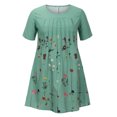 thumbnail image 4 of JINMGG Dress for Women under 10 Women's Summer Casual Round Neck Short Sleeve Folding Floral Printed Dresses Green XL, 4 of 8