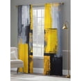 thumbnail image 4 of Abstract Color Block Sheer Curtains 108 Inches Long 2 Panels Yellow Block Modern Gradient Black Light Filtering Semi Sheer Window Curtains Drapes for Bedroom Living Room 52"x108", 4 of 7