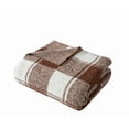 thumbnail image 5 of Brooklyn Loom Dusted Plaid 100% Microfiber Polyester  50x70 Throw Blanket in Brown, All Season, Adult Size, OEKO-TEX Certified, 5 of 10