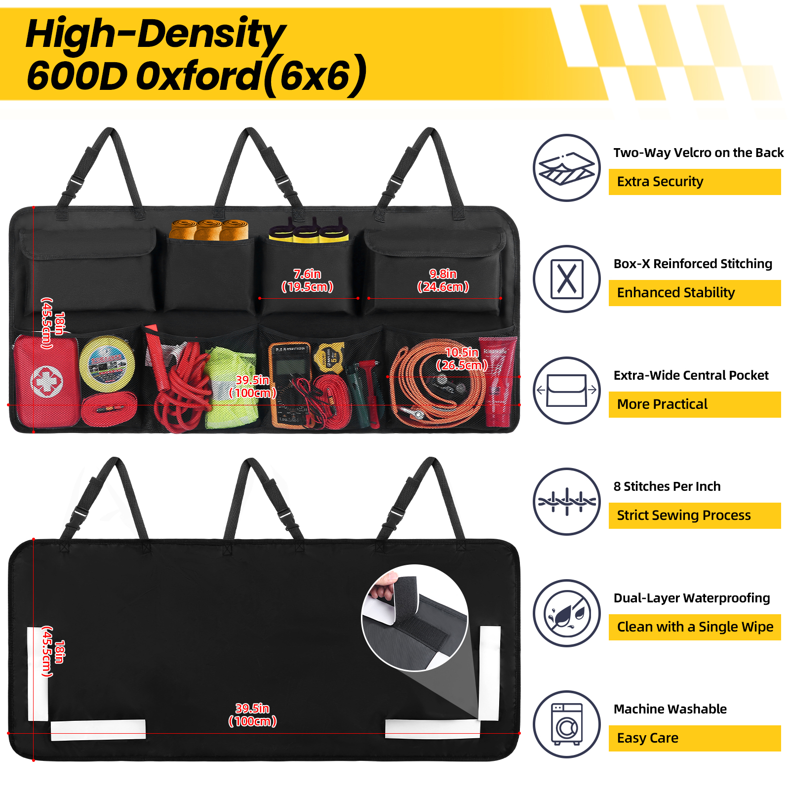 Snuopfy Car Trunk Organizer, 8-Bag Storage, with Lid photo 6