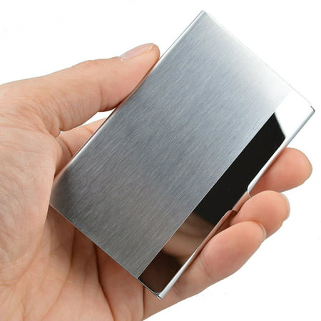 Pocket Stainless Steel & Metal Business Card Holder Case ID Credit Wallet Silver - 0