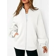 thumbnail image 6 of Women'S Fall Fashion Oversized Sweatshirt Jackets with Zipper Casual Long Sleeve Outerwear Winter Outfits White L, 6 of 9
