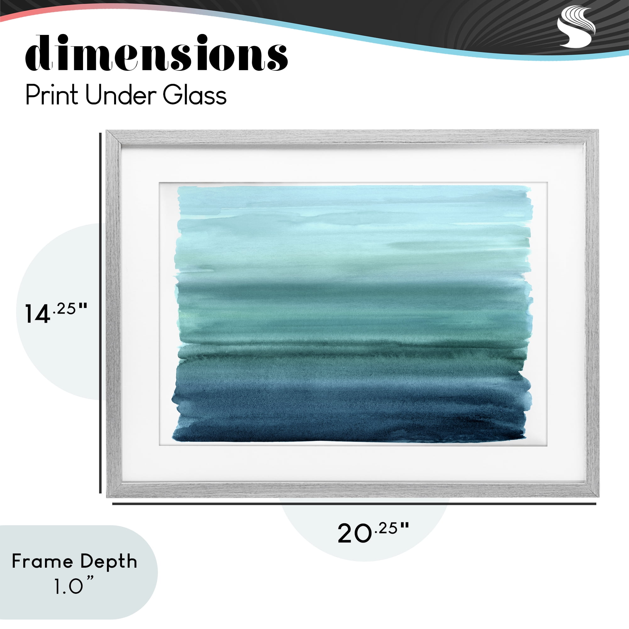 Stupell Industries Ombre Teal Gradient Gray Framed Print Under Glass, design by Allie Corbin