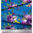 thumbnail image 3 of Soimoi Tissu Satin Modal Feuilles et Imprimé de Fleurs de Roses, Tissu au Mètre, 42 Pouces de Large, 3 of 3